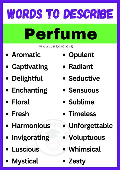 words that describe perfume.